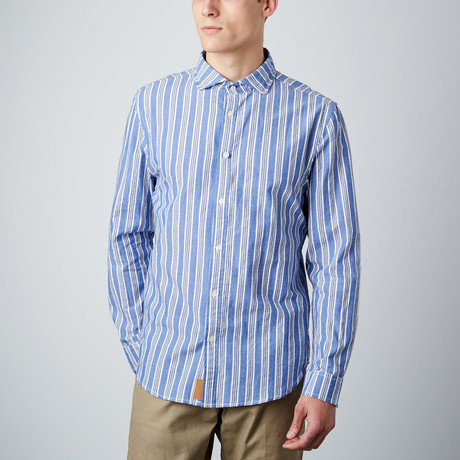 Earnest Spread Collar Button-Up // Blue + White (XS)