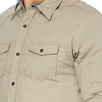 Tab Sleeve Patch Pocket Button-Up // Beige (L)