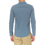 Grid Print Patch Pocket Button-Up // Blue (S)