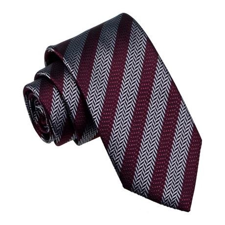 Stripe Tie // Burgundy + Black + White