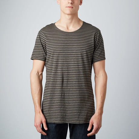 Stripe Scoopneck Shirt // Military Reactive (S)