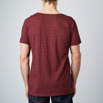 Stripe Scoopneck Shirt // Burgundy Reactive (S)