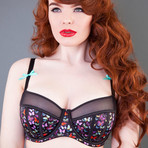 Gina Butterfly Print Bra // Black // DD-G Cups (32DD)