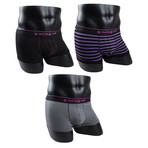 Stripe + Solid Brazilian Trunk // Black + Purple + Black // Pack of 3 (XL)