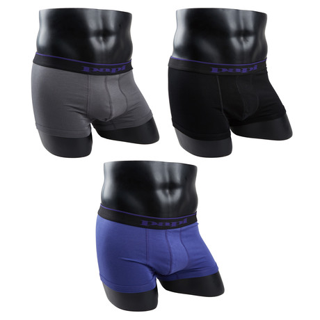 Solid Brazilian Trunk // Black + Charcoal + Purple // Pack of 3 (S)