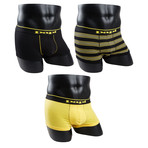 Stripe + Solid Brazilian Trunk // Black + Yellow + Black // Pack of 3 (XL)