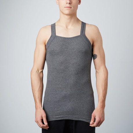 Square Neck Tank // Black + Charcoal + Heather Grey // Pack of 3 (S)