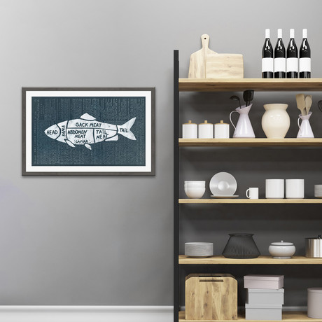 Fish Cuts // Framed Painting Print (18"W x 12"H x 1.5"D)