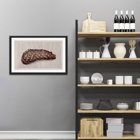 Historical Steak // Framed Painting Print (18"W x 12"H x 1.5"D)