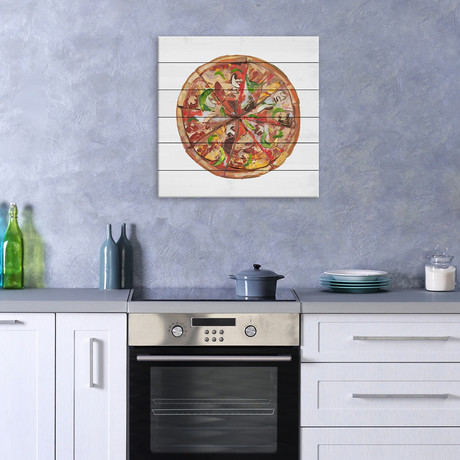 Ultimate Pizza // White Wood (18"W x 18"H x 1.5"D)