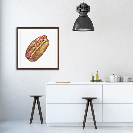 Ultimate Hot Dog // Framed Painting Print (12"W x 12"H x 1.5"D)