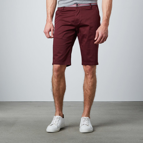 Contrast Trim Dress Shorts // Burgundy (34)