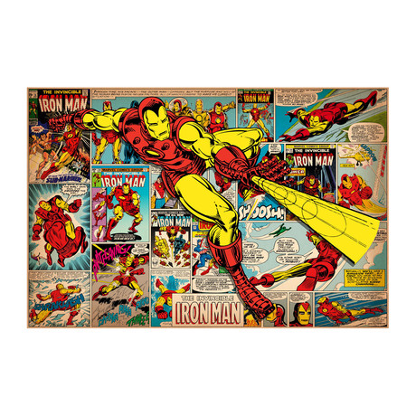 Marvel Comics // Iron Man // Covers + Panels (26"W x 18"H x 0.75"D)