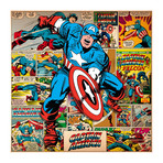 Marvel Comics // Captain America // Covers + Panels Square (18"W x 18"H x 0.75"D)