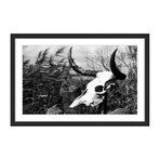 Skull in the Grass // Framed Painting Print (18"W x 12"H x 1.5"D)