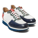 Textured Runner Sneaker // White + Navy (Euro: 43)