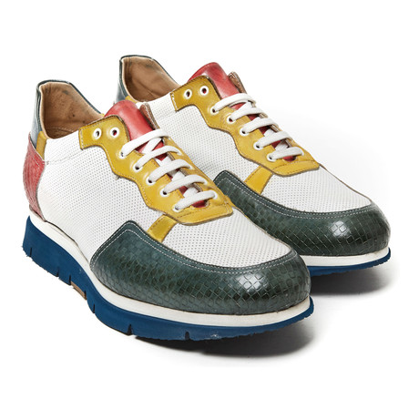 Textured Runner Sneaker // White + Green (Euro: 40)