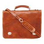 Asti Twist Lock Briefcase // Tan