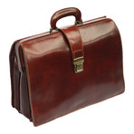 Carpi Top Frame Briefcase // Brown