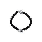 Skull + Onyx Bead Toggle Bracelet // Black