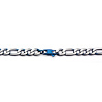 Steel Figaro Chain Bracelet // Blue