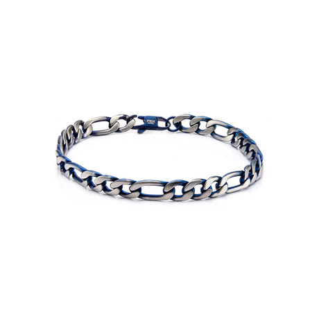 Steel Figaro Chain Bracelet // Blue