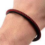 Woven Leather Band With Steel Clasp Bracelet // Black