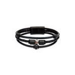 Carbon Graphite Beads + Leather Bracelet // Black