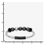 Woven Hematite + Steel Beaded Bracelet // White + Gray