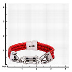 Braided Leather With Chain Bracelet // Red