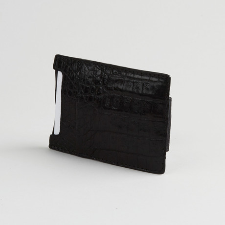 Credit Card Case // Genuine Crocodile (Black)
