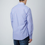 Spread Collar Button-Up Shirt // Blue + Pink (XL)