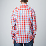 Spread Collar Button-Up Shirt // Light Blue + Red (3XL)