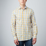 Spread Collar Button-Up Shirt // Light Blue + Yellow (3XL)