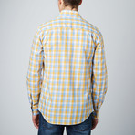 Spread Collar Button-Up Shirt // Light Blue + Yellow (S)