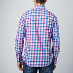 Spread Collar Button-Up Shirt // Light Blue + Navy + Pink (2XL)