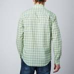 Spread Collar Button-Up Shirt // Lime + Green (L)