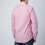 Spread Collar Button-Up Shirt // Pink + Blue (S)