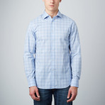 Spread Collar Button-Up Shirt // Light Blue + Navy (L)
