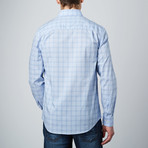 Spread Collar Button-Up Shirt // Light Blue + Navy (2XL)