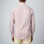 Spread Collar Button-Up Shirt // Cadet Grey + Orange (L)