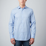 Spread Collar Button-Up Shirt // Blue + White (M)