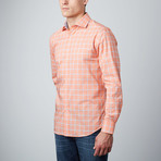 Spread Collar Button-Up Shirt // Coral + Light Blue (XL)
