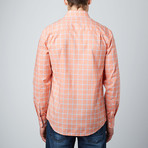 Spread Collar Button-Up Shirt // Coral + Light Blue (S)
