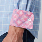 Spread Collar Button-Up Shirt // Blue + White (3XL)