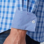 Cotton Woven Button-Up Shirt // Blue + Light Blue + White Gingham (M)