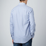 Spread Collar Button-Up Shirt // White + Black + Blue (XL)