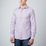Spread Collar Button-Up Shirt // White + Black + Red (2XL)