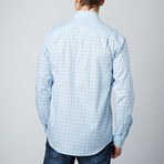 Spread Collar Button-Up Shirt // Aqua + Light Blue (S)