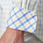Spread Collar Button-Up Shirt // Yellow + Light Blue (S)
